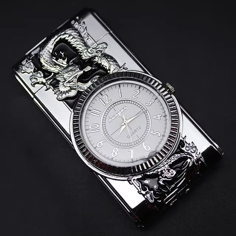 Gecko Shape Quartz Clock Lighter, Compact Gas Lighter, Butane Jet Torch, Cigarette Cigar, Direct Fire Lighter, Men'S Gift