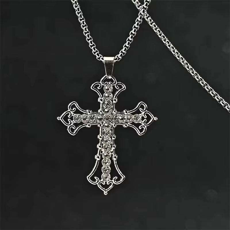 European and American Fashion Personality Retro Gothic Cross Necklace for Men and Women Street Hip-Hop Trendsetters Versatile Pe