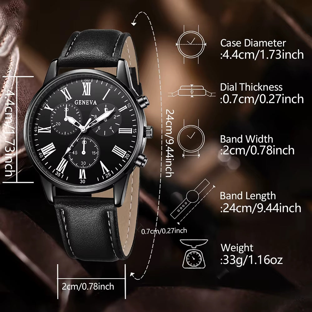 2PCS Men'S Quartz Watch Set Fashion Trend Digital Scale Dial Quartz Watch Bracelet Jewelry Set Suitable for Festival Gifts
