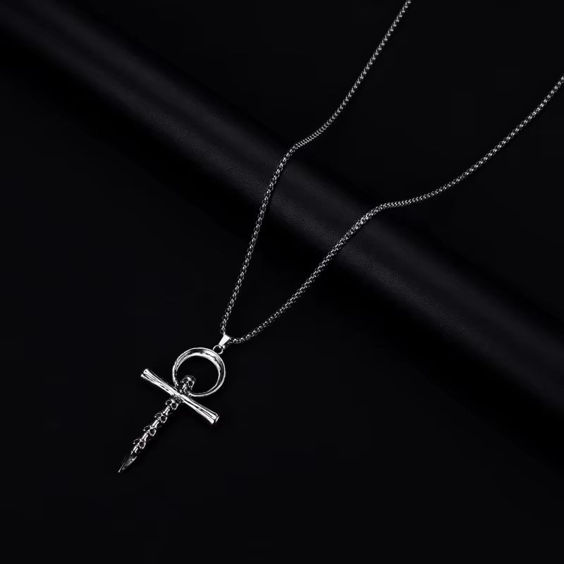 European and American Fashion Personality Retro Gothic Cross Necklace for Men and Women Street Hip-Hop Trendsetters Versatile Pe