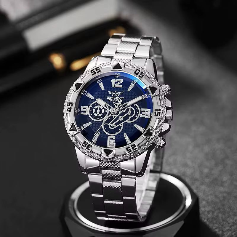 Fashion Big Dial Men'S Watch Steel Band Male Business Quartz Wristwatches Reloj Hombre（Without Box）