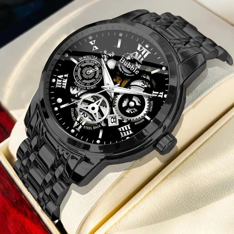 UTHAI Watch for Men Trendy High End Light Luxury Versatile Quartz Wristwatches Waterproof Roman Hollow Male'S Clock Watch