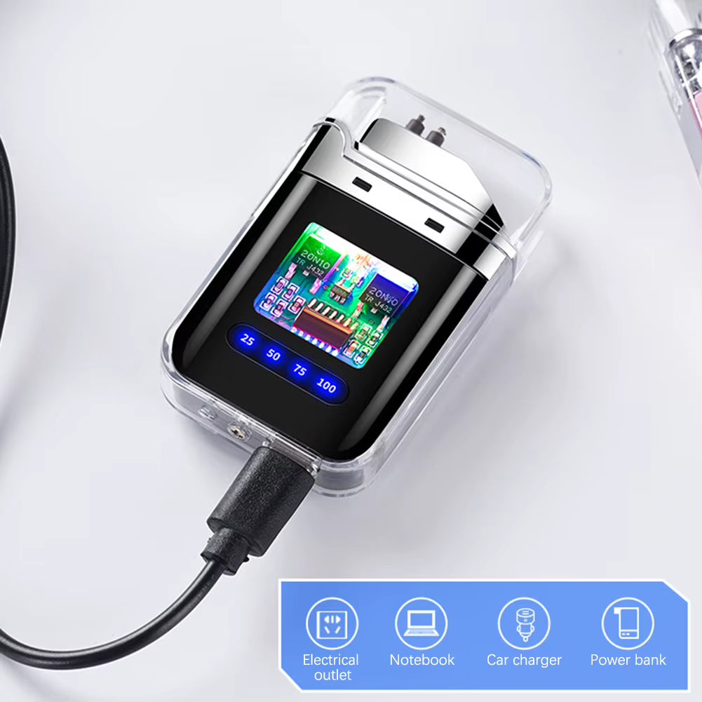 Rechargeable Electronic Lighter Transparent USB Flameless Lighter with Digital Display Present for Dad