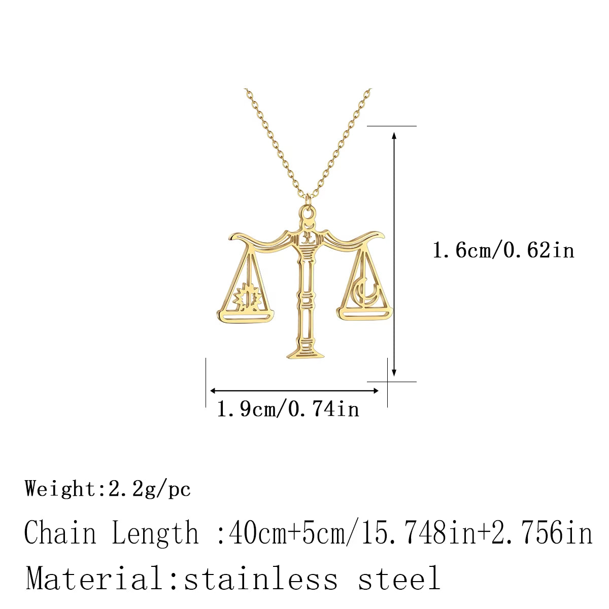 Scale of Justice Pendant Lawyer Necklace Stainless Steel Jewelry Charm Dainty Libra Scale Gift for Lawyer