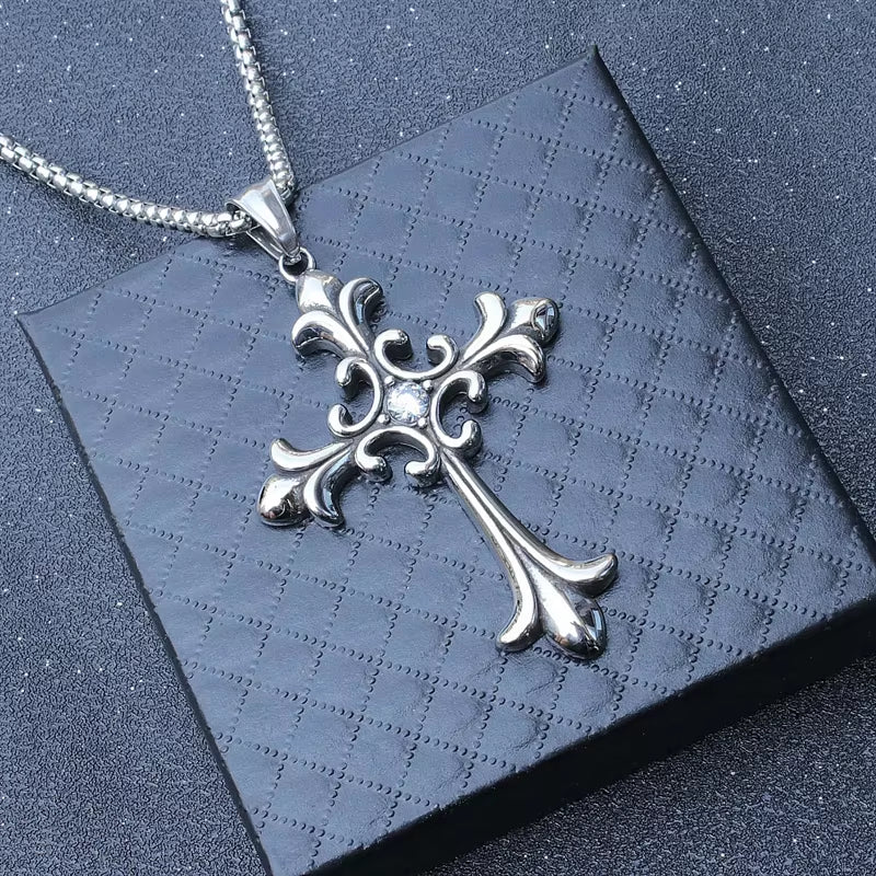 European and American Fashion Personality Retro Gothic Cross Necklace for Men and Women Street Hip-Hop Trendsetters Versatile Pe