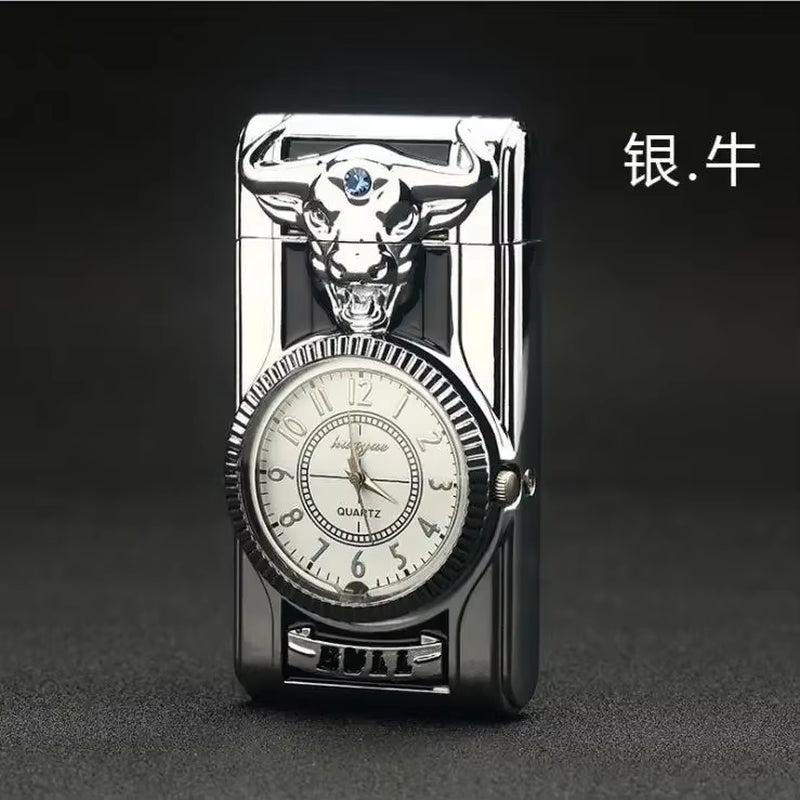 Gecko Shape Quartz Clock Lighter, Compact Gas Lighter, Butane Jet Torch, Cigarette Cigar, Direct Fire Lighter, Men'S Gift