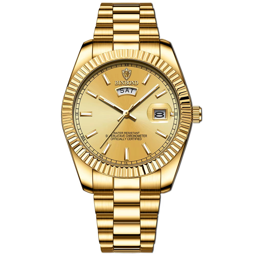 Mens Fashion Business Sports Quartz Watch 30M Waterproof Luminous Classic Calendar Creative Clock Mens Wristwatch B7012