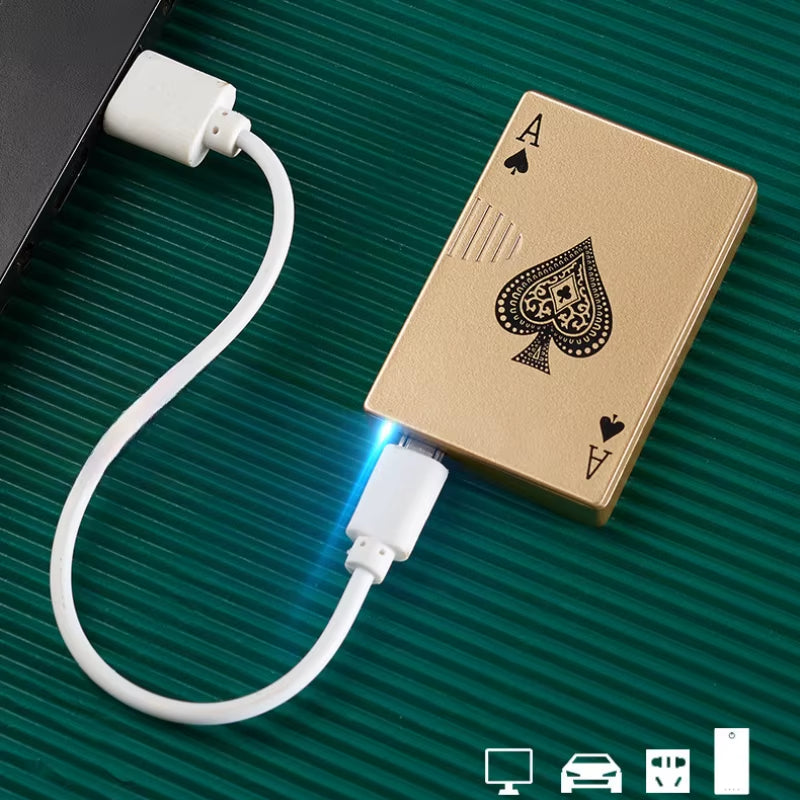 Creative Tungsten Wire USB Windproof Lighter for Metal Playing Card Charging High End Festival Gift Smoking Accessories Tool