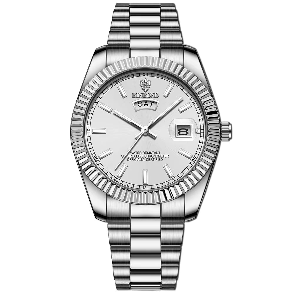 Mens Fashion Business Sports Quartz Watch 30M Waterproof Luminous Classic Calendar Creative Clock Mens Wristwatch B7012