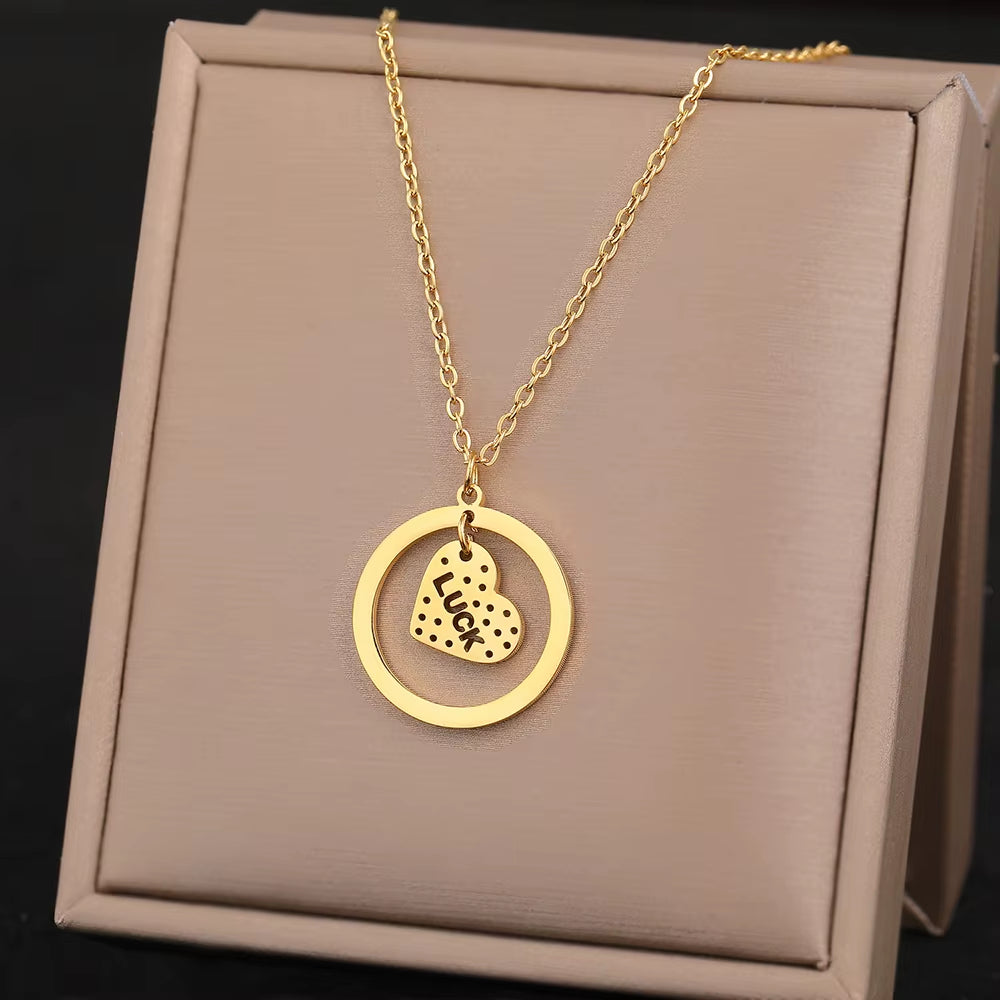 Stainless Steel Necklaces Elegant Exquisite Heart Infinity Symbol Heartbeat Pendants Chain Trend Fine Necklace for Women Jewelry