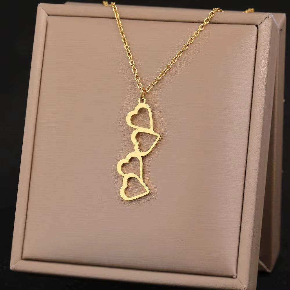 Stainless Steel Necklaces Elegant Exquisite Heart Infinity Symbol Heartbeat Pendants Chain Trend Fine Necklace for Women Jewelry