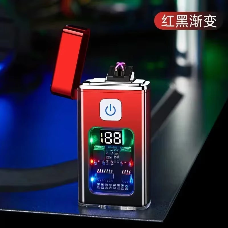 Stylish USB Rechargeable Electric Lighter Cool Windproof Dual ARC Plasma Lighters for Men Outdoor Camping Gadgets Fire Starter
