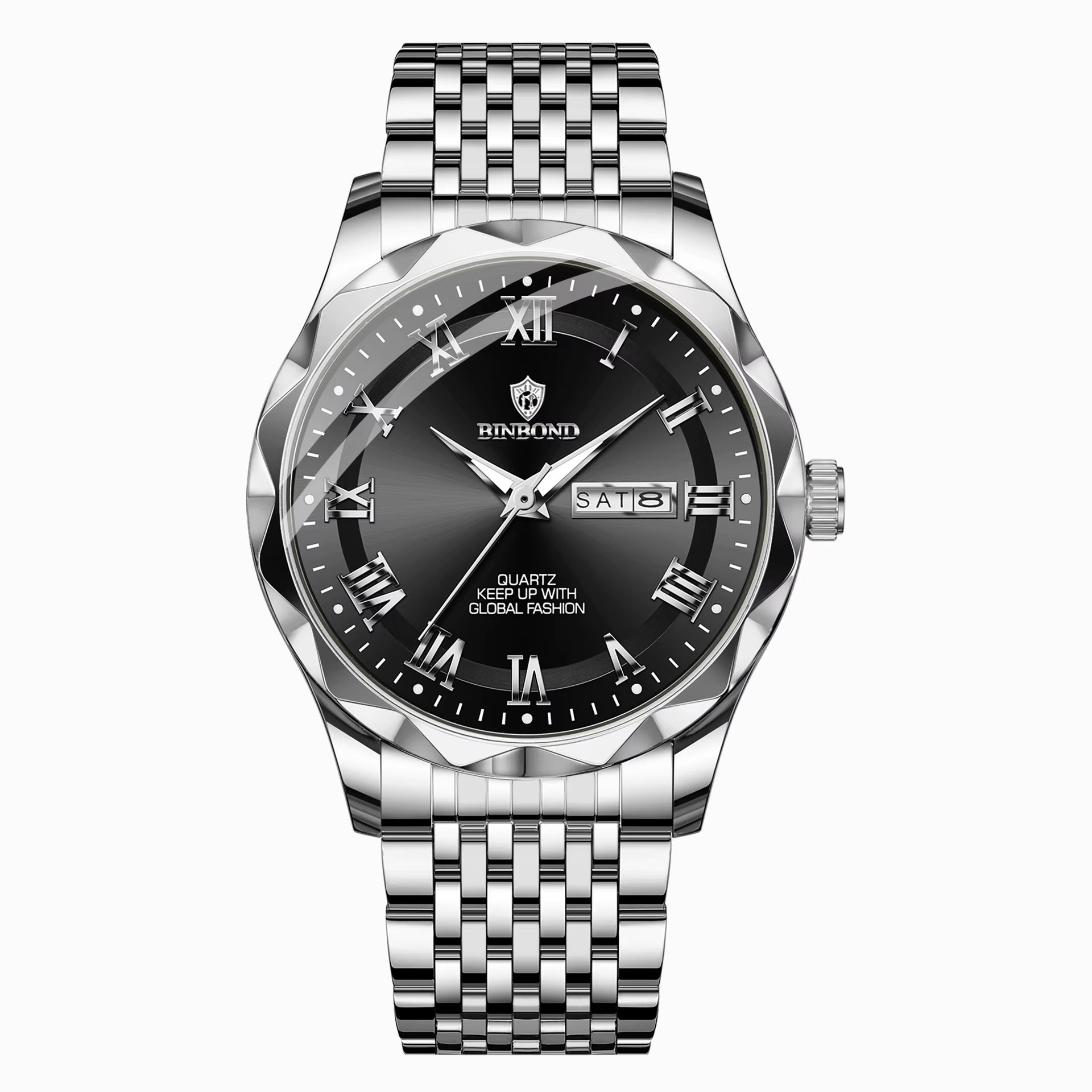 New Men'S Watch Light Luxury High End Brand Business Double Calendar Waterproof Steel Strip Male Fashion Quartz Watches Gift