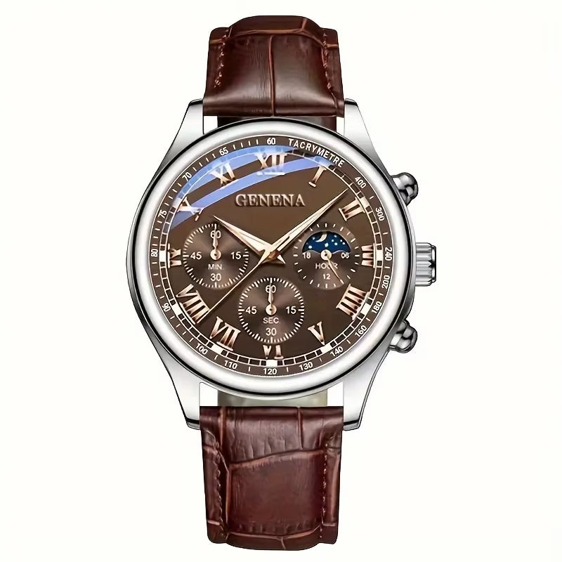 High Quality Men'S Luxury Belt Fashion Quartz Watch Men round Business Student Sport Waterproof Glow Clock