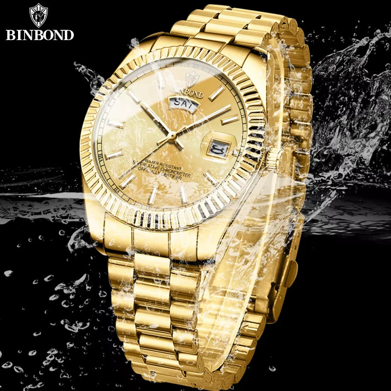 Mens Fashion Business Sports Quartz Watch 30M Waterproof Luminous Classic Calendar Creative Clock Mens Wristwatch B7012