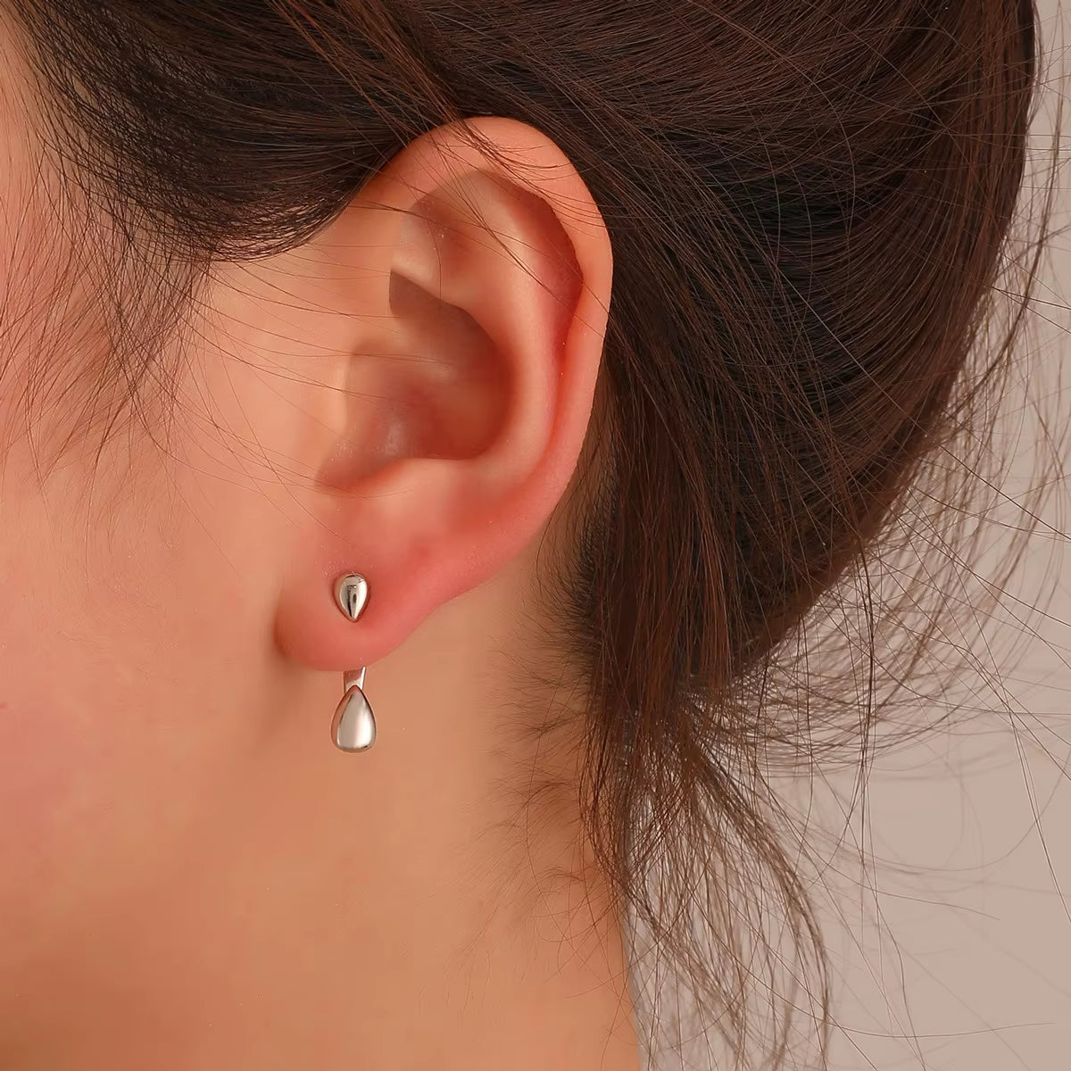 Retro Minimalist Geometric Square Detachable Triangles Stainless Steel Stud Earrings for Women Fashion Jewelry Accessories Party