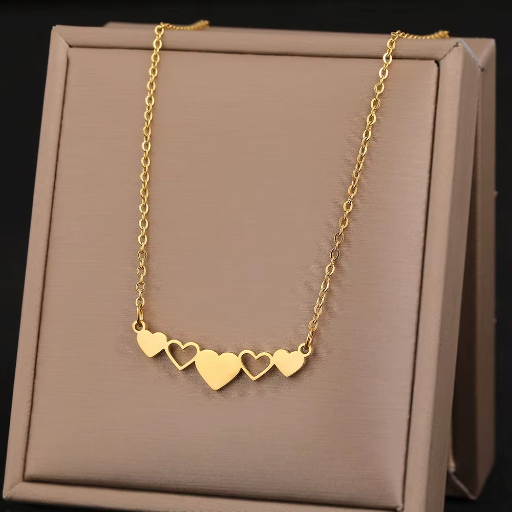 Stainless Steel Necklaces Elegant Exquisite Heart Infinity Symbol Heartbeat Pendants Chain Trend Fine Necklace for Women Jewelry