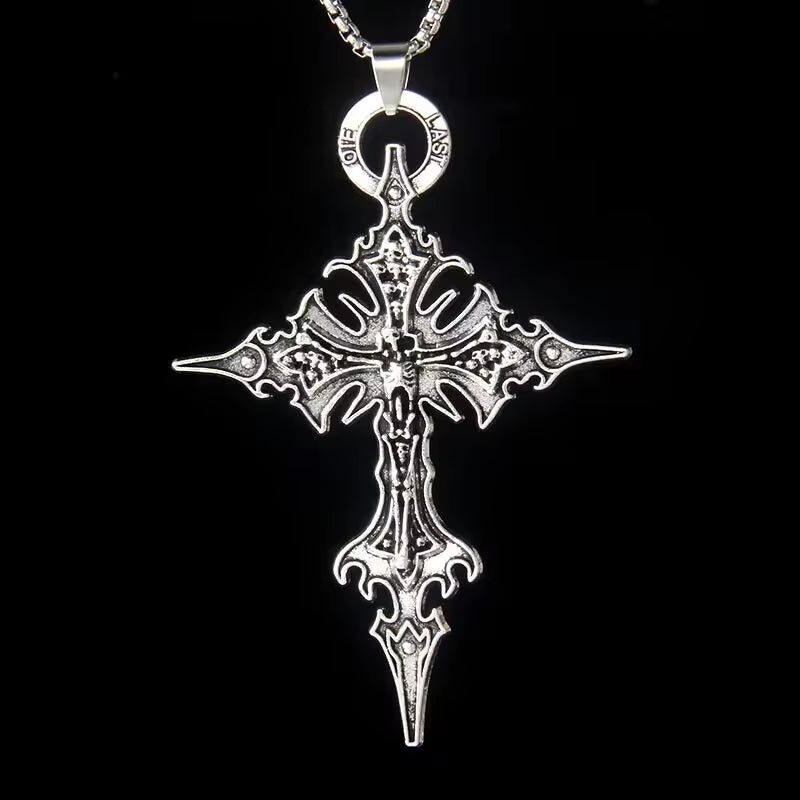 European and American Fashion Personality Retro Gothic Cross Necklace for Men and Women Street Hip-Hop Trendsetters Versatile Pe
