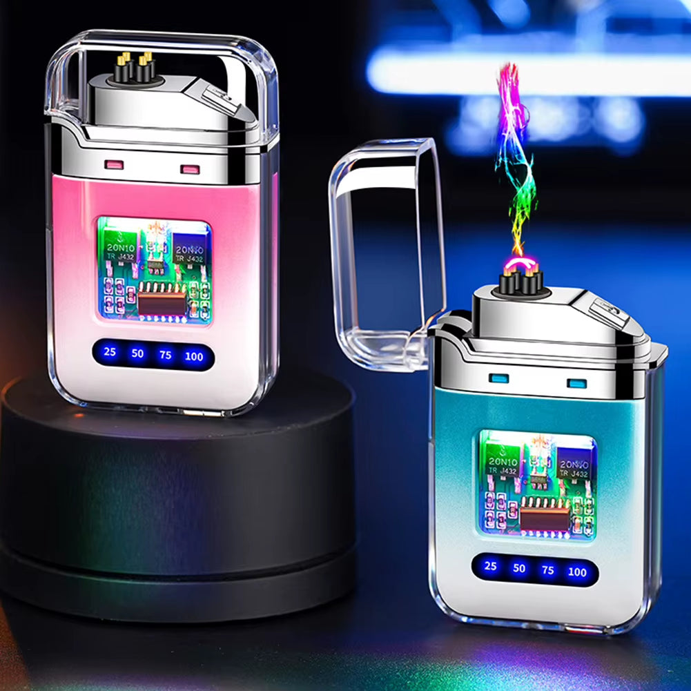 Rechargeable Electronic Lighter Transparent USB Flameless Lighter with Digital Display Present for Dad