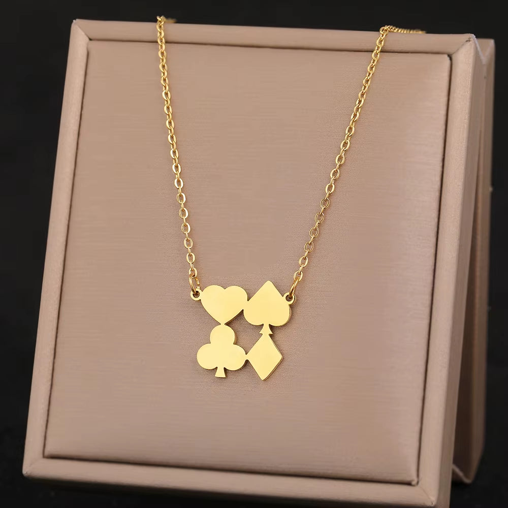 Stainless Steel Necklaces Elegant Exquisite Heart Infinity Symbol Heartbeat Pendants Chain Trend Fine Necklace for Women Jewelry
