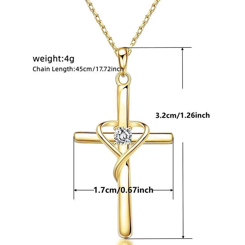 Delicate Trendy Cross Necklace Female Fashion Jewelry with Brilliant Zirconia Silver Color Pendant Accessories for Women