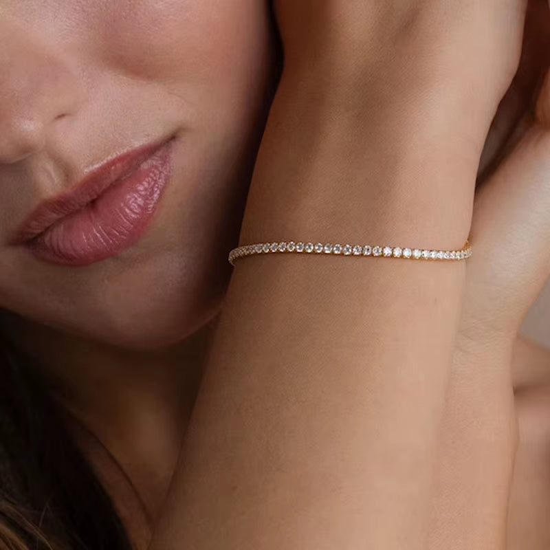 New S925 Sterling Silver Hip Hop Full CZ Choker Chain Necklace for Women Luxury Cubic AAA Zircon Short Accessories Fine Jewelry