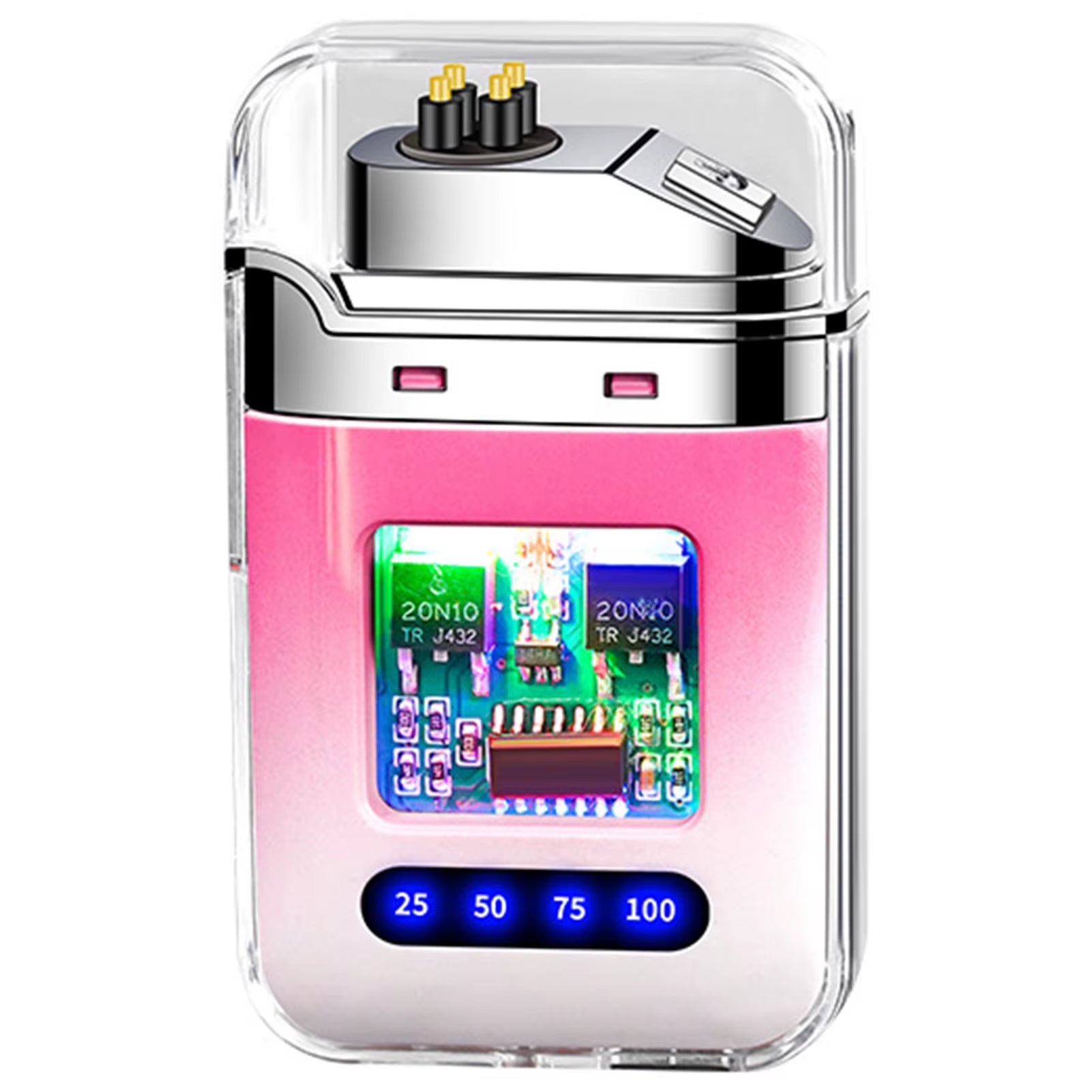 Rechargeable Electronic Lighter Transparent USB Flameless Lighter with Digital Display Present for Dad
