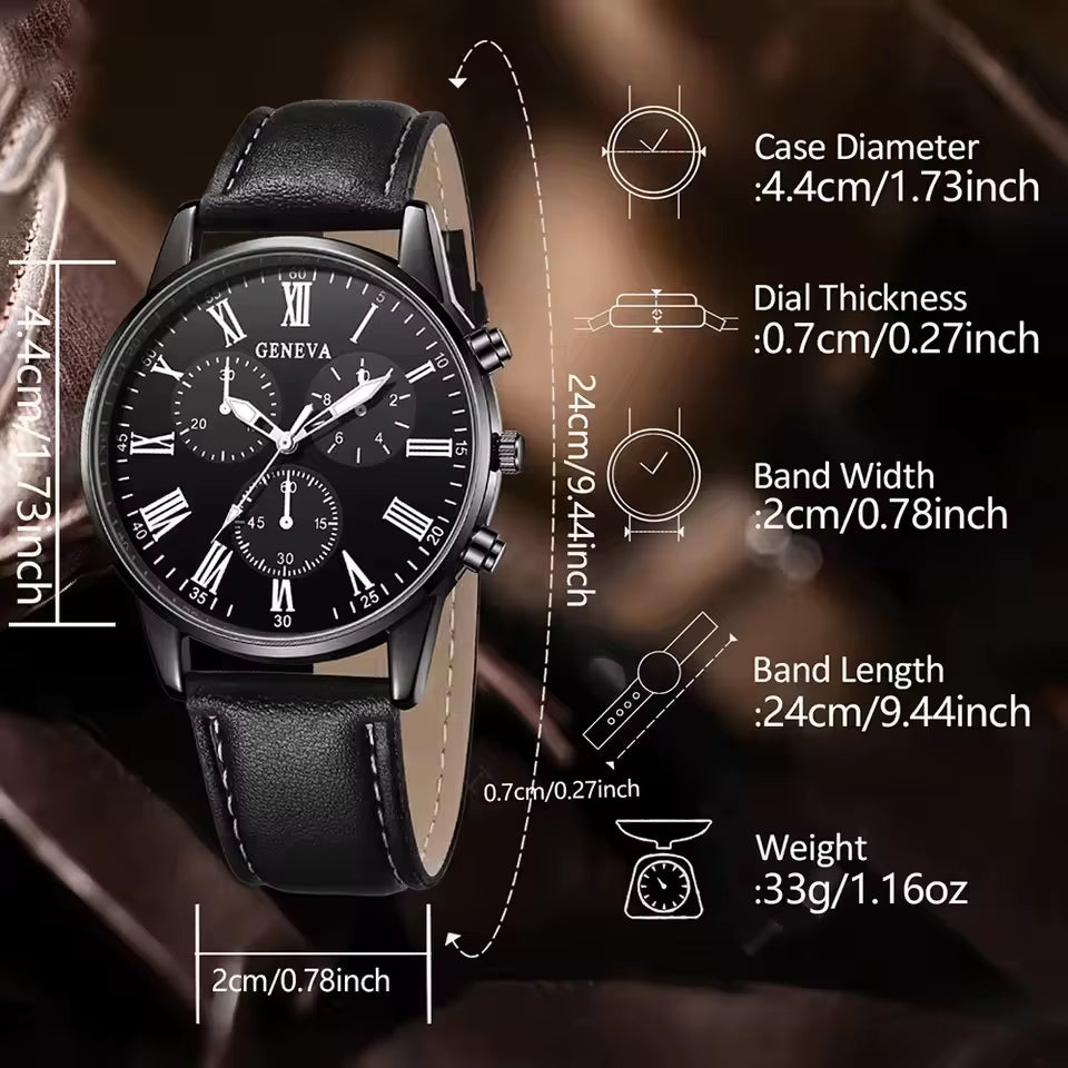2PCS Men'S Quartz Watch Set Fashion Trend Digital Scale Dial Quartz Watch Bracelet Jewelry Set Suitable for Festival Gifts