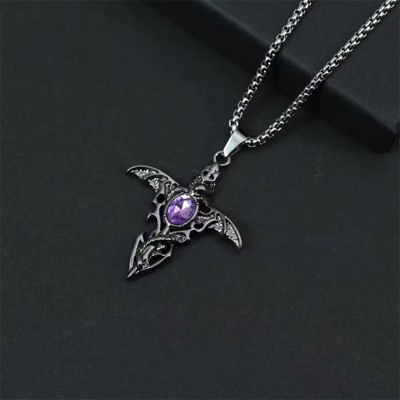 European and American Fashion Personality Retro Gothic Cross Necklace for Men and Women Street Hip-Hop Trendsetters Versatile Pe