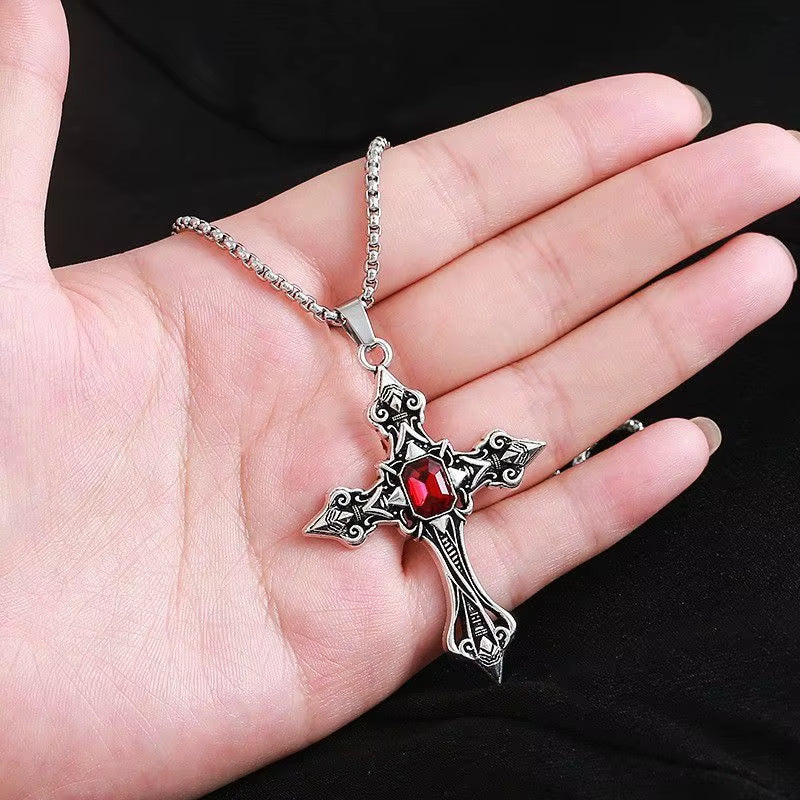 European and American Fashion Personality Retro Gothic Cross Necklace for Men and Women Street Hip-Hop Trendsetters Versatile Pe