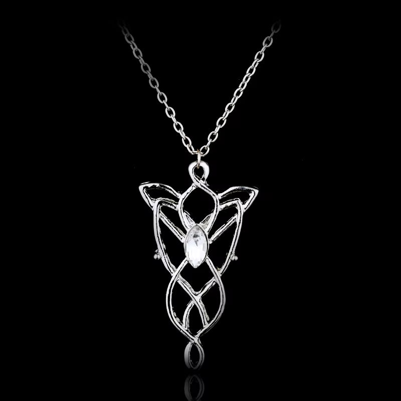 Lord Rings Arwen Evenstar Necklace the Elves Princess Fashion Crystal Cubic Zirconia Stone Pendant for Women Wedding Gifts