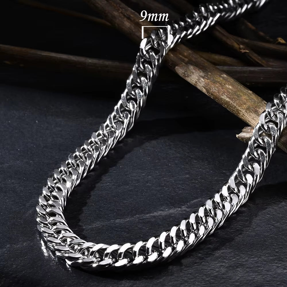 3/5/7/9Mm Thick Cuban Chain Necklaces for Men Women,Simple Miami Curb Links Collar,Waterproof Stainless Steel Unisex Chain