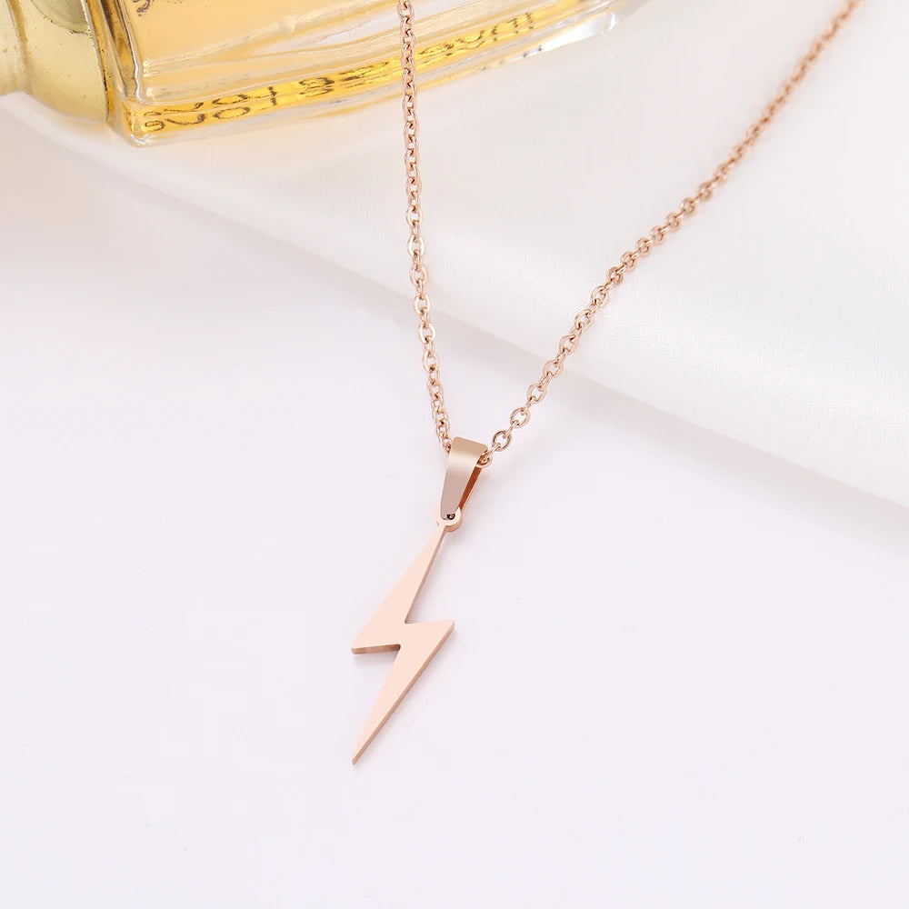 Stainless Steel Necklace Hot Lightning Necklaces for Women Protection Pendants for Girlfriend Gifts Charms Jewelry