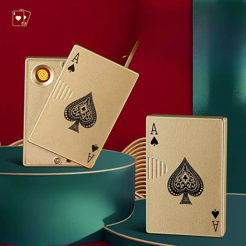 Creative Tungsten Wire USB Windproof Lighter for Metal Playing Card Charging High End Festival Gift Smoking Accessories Tool