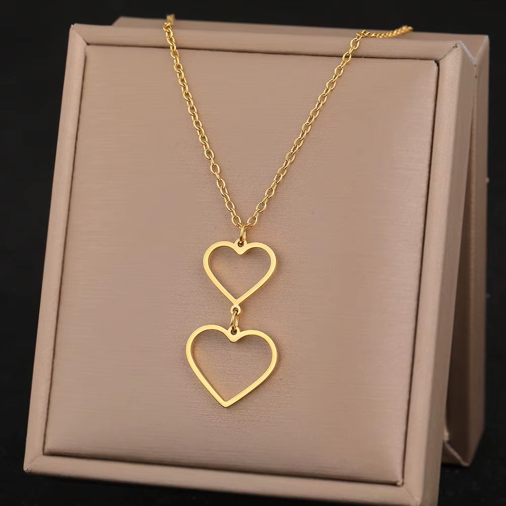 Stainless Steel Necklaces Elegant Exquisite Heart Infinity Symbol Heartbeat Pendants Chain Trend Fine Necklace for Women Jewelry