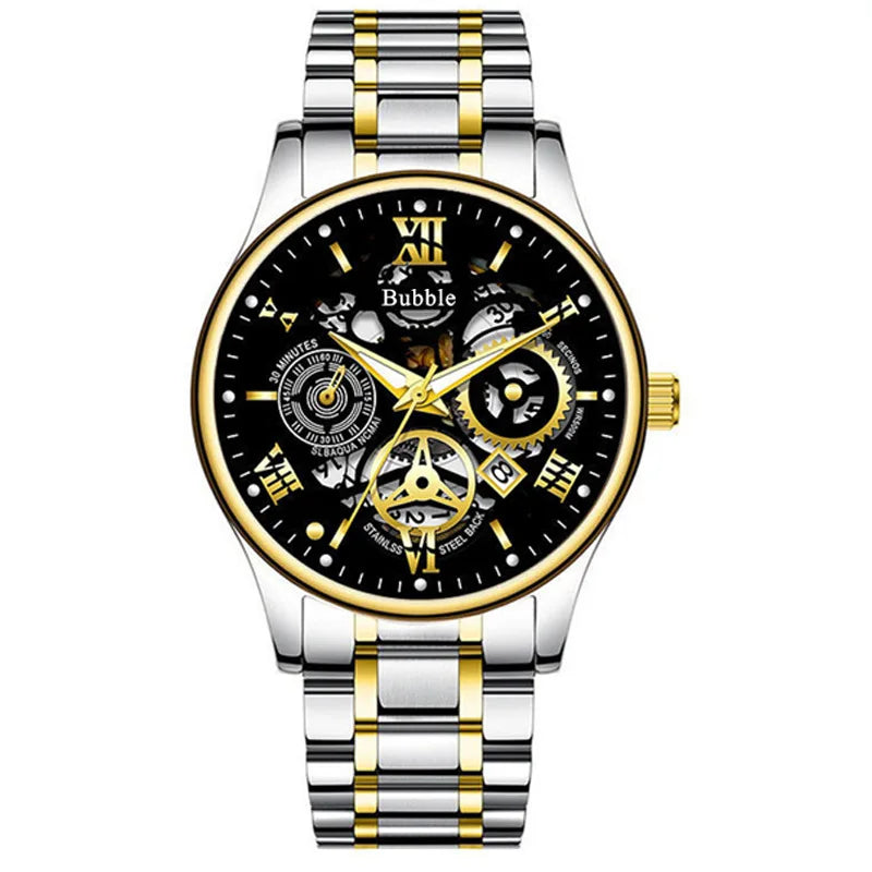 UTHAI Watch for Men Trendy High End Light Luxury Versatile Quartz Wristwatches Waterproof Roman Hollow Male'S Clock Watch
