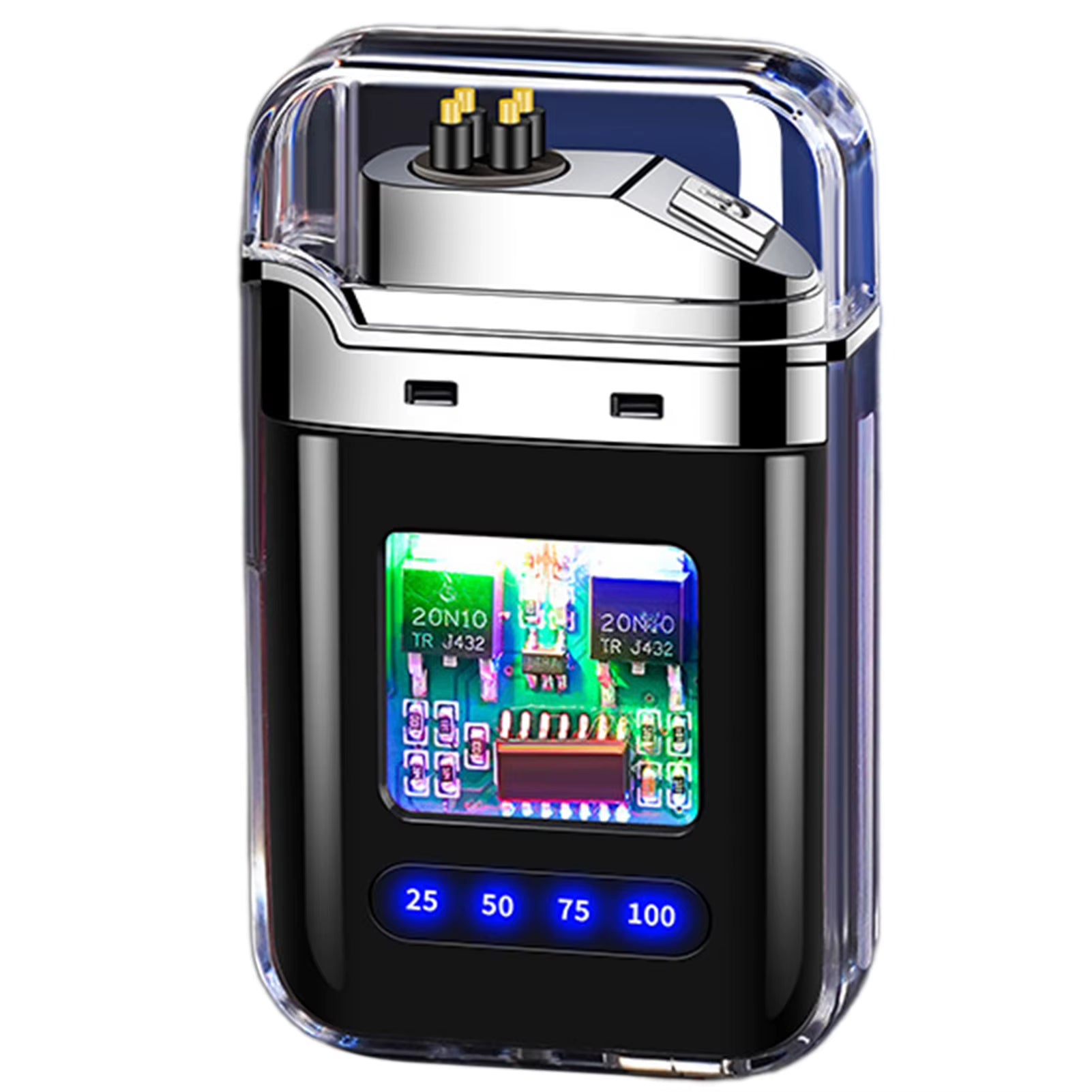 Rechargeable Electronic Lighter Transparent USB Flameless Lighter with Digital Display Present for Dad