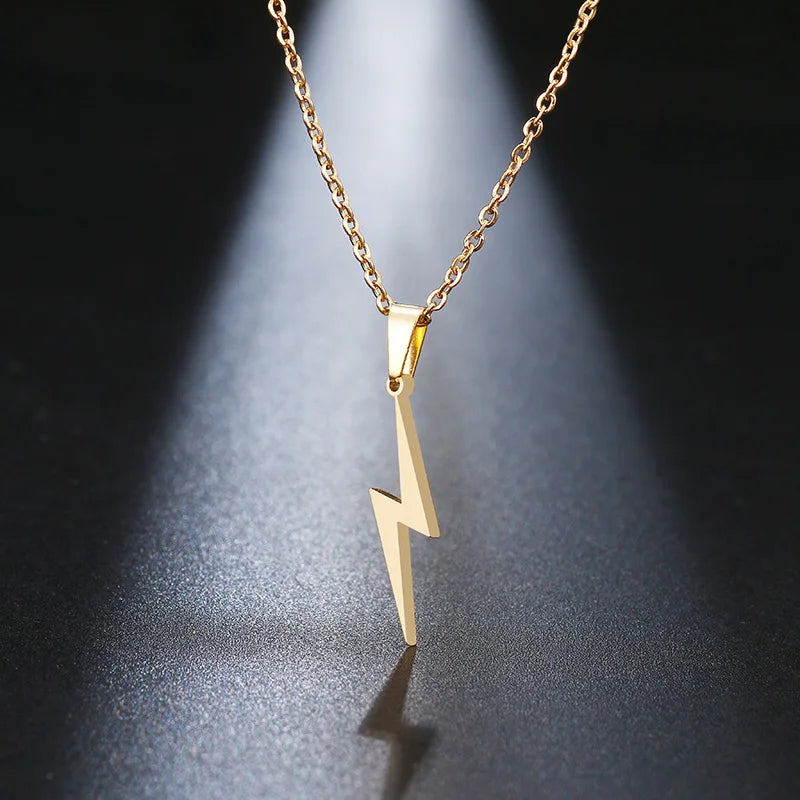 Stainless Steel Necklace Hot Lightning Necklaces for Women Protection Pendants for Girlfriend Gifts Charms Jewelry