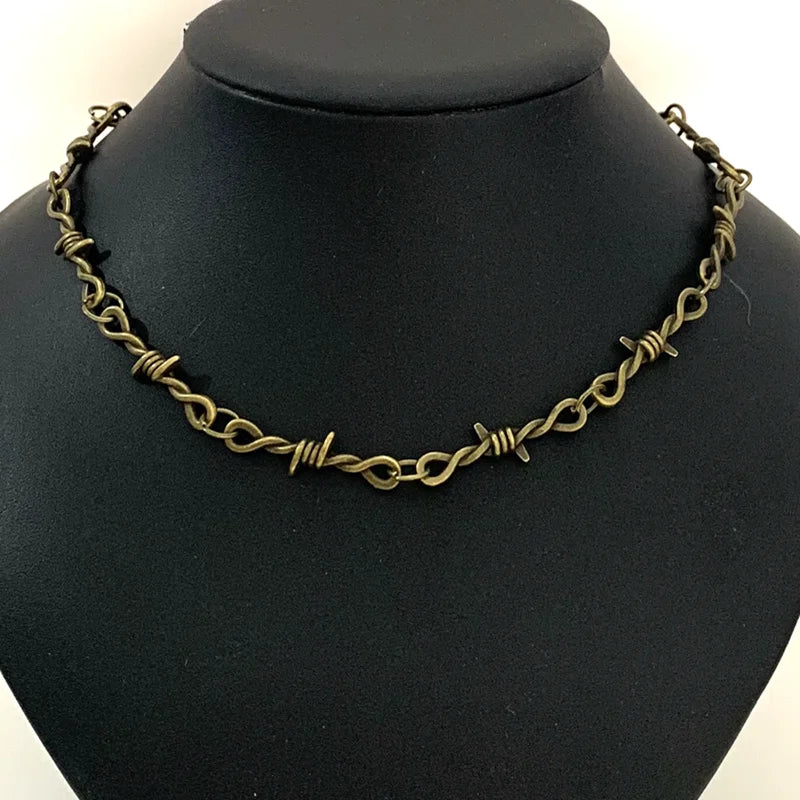 Small Wire Brambles Iron Heart Choker Necklace Women Hip-Hop Gothic Punk Style Barbed Wire Little Thorns Chain Choker Gifts