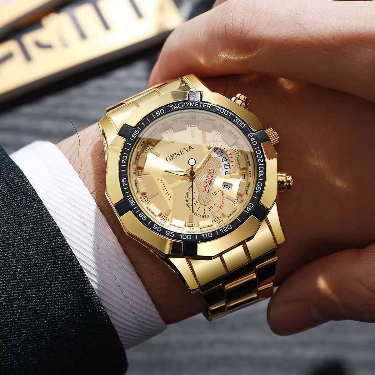 Luxury Men Business Watches Fashion Large Dial Calendar Quartz Watch Reloj Hombre（Without Box）
