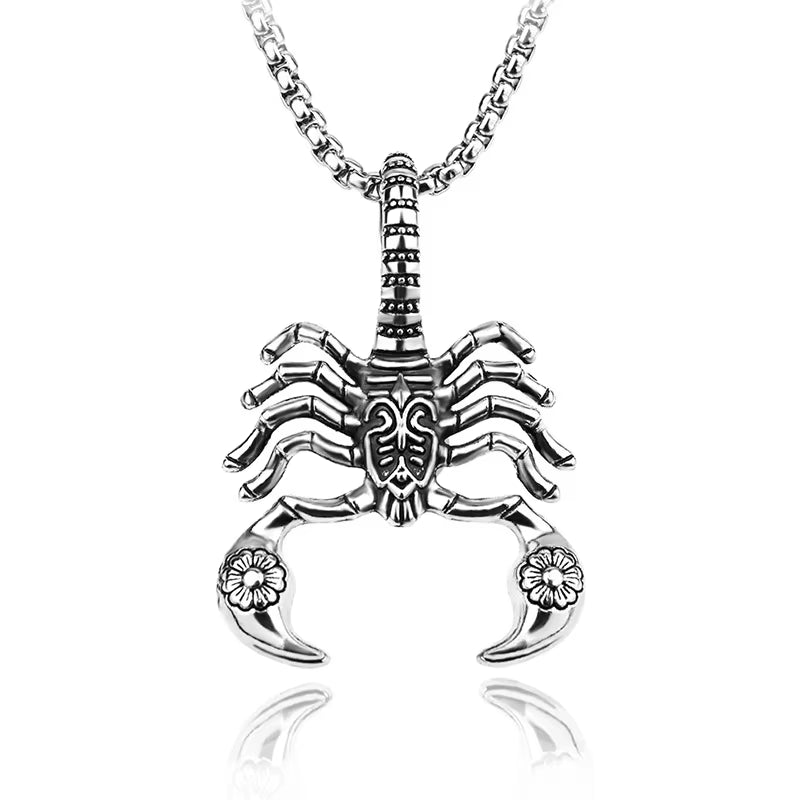 Hip Hop Rock Scorpion Pendant Necklace for Men Women Vintage Trendy Stainless Steel Insect Neck Chain Punk Cool Party Jewelry
