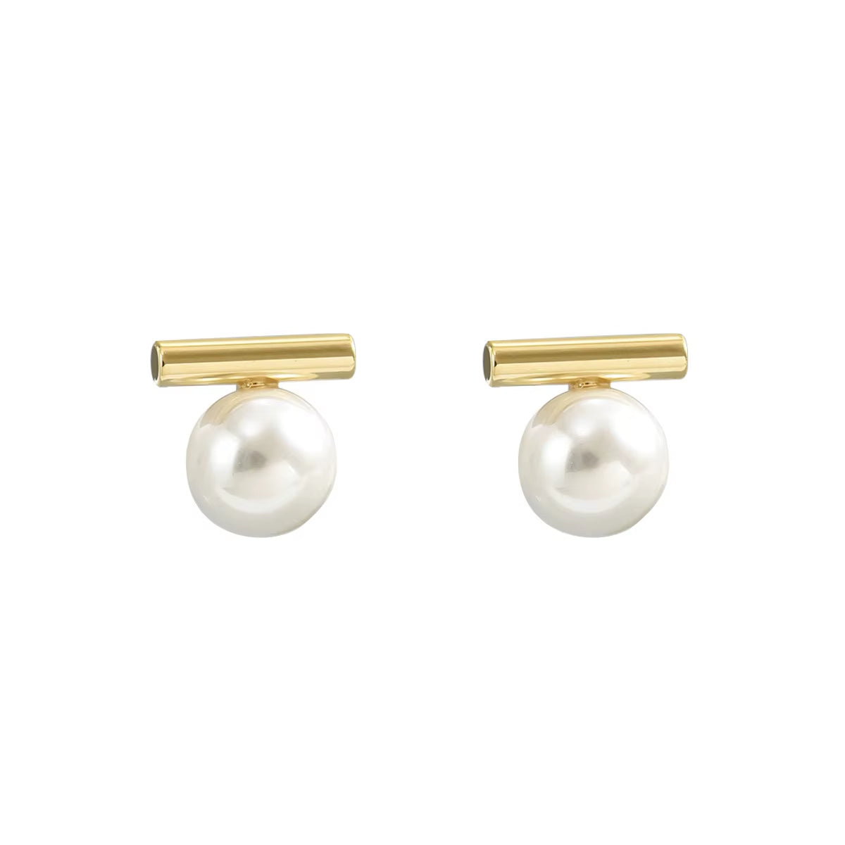 Simple Imitation Pearl Stud Earrings Gold Color Alloy Acrylic Beads Earring for Women Fashion Jewelry Trend Accessories