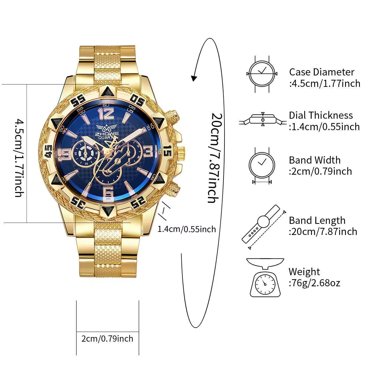 Fashion Big Dial Men'S Watch Steel Band Male Business Quartz Wristwatches Reloj Hombre（Without Box）