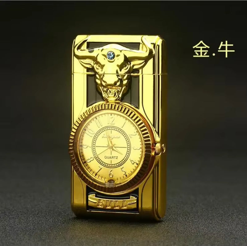 Gecko Shape Quartz Clock Lighter, Compact Gas Lighter, Butane Jet Torch, Cigarette Cigar, Direct Fire Lighter, Men'S Gift