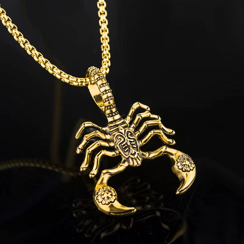 Hip Hop Rock Scorpion Pendant Necklace for Men Women Vintage Trendy Stainless Steel Insect Neck Chain Punk Cool Party Jewelry