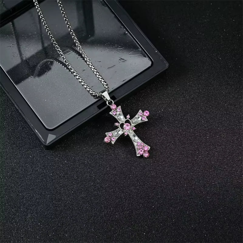 European and American Fashion Personality Retro Gothic Cross Necklace for Men and Women Street Hip-Hop Trendsetters Versatile Pe