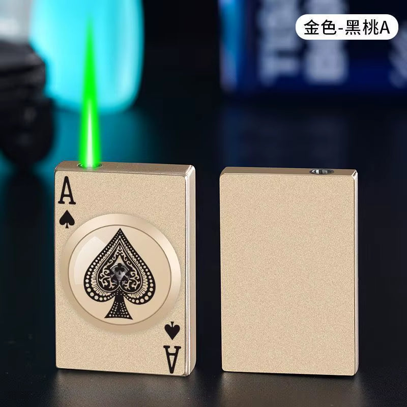 Creative Playing Cards Ace of Spades Lighter Butane Windproof Straight Metal Lighter Metal Fun Toy for Men Smoking Accessories