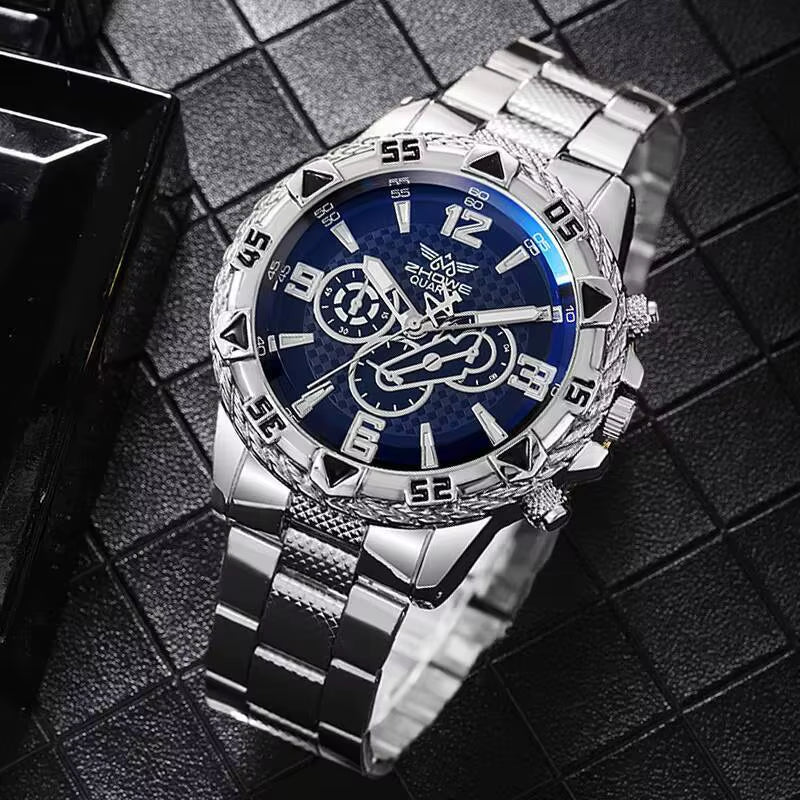 Fashion Big Dial Men'S Watch Steel Band Male Business Quartz Wristwatches Reloj Hombre（Without Box）