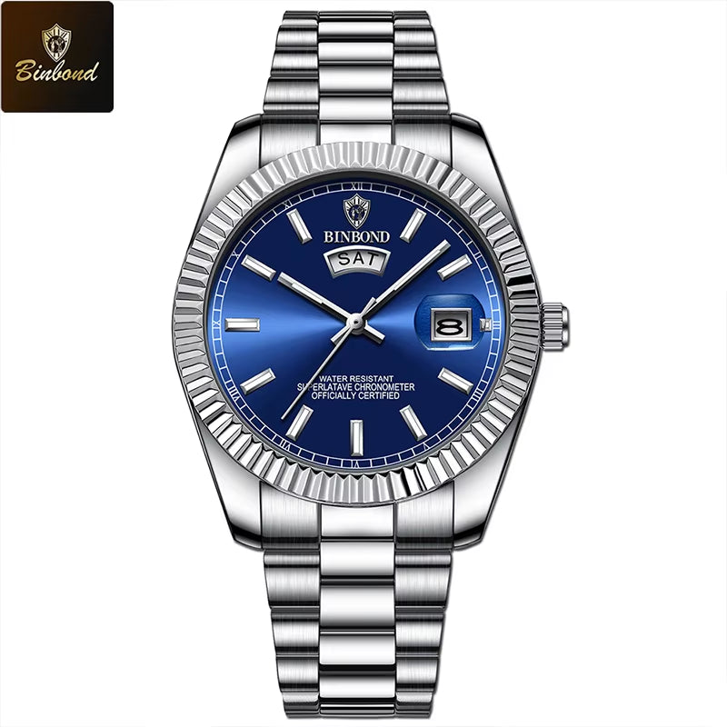 Mens Fashion Business Sports Quartz Watch 30M Waterproof Luminous Classic Calendar Creative Clock Mens Wristwatch B7012