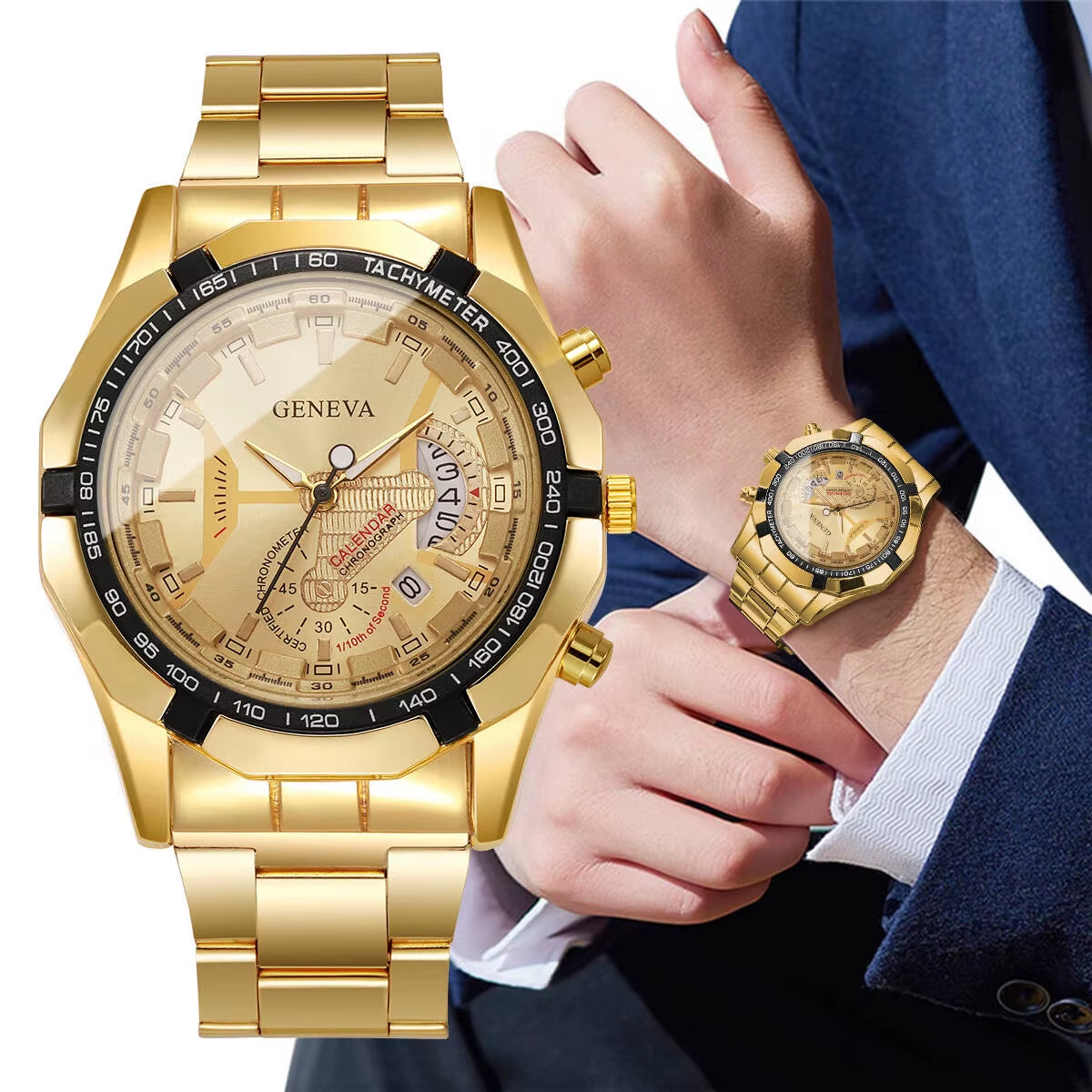Luxury Men Business Watches Fashion Large Dial Calendar Quartz Watch Reloj Hombre（Without Box）